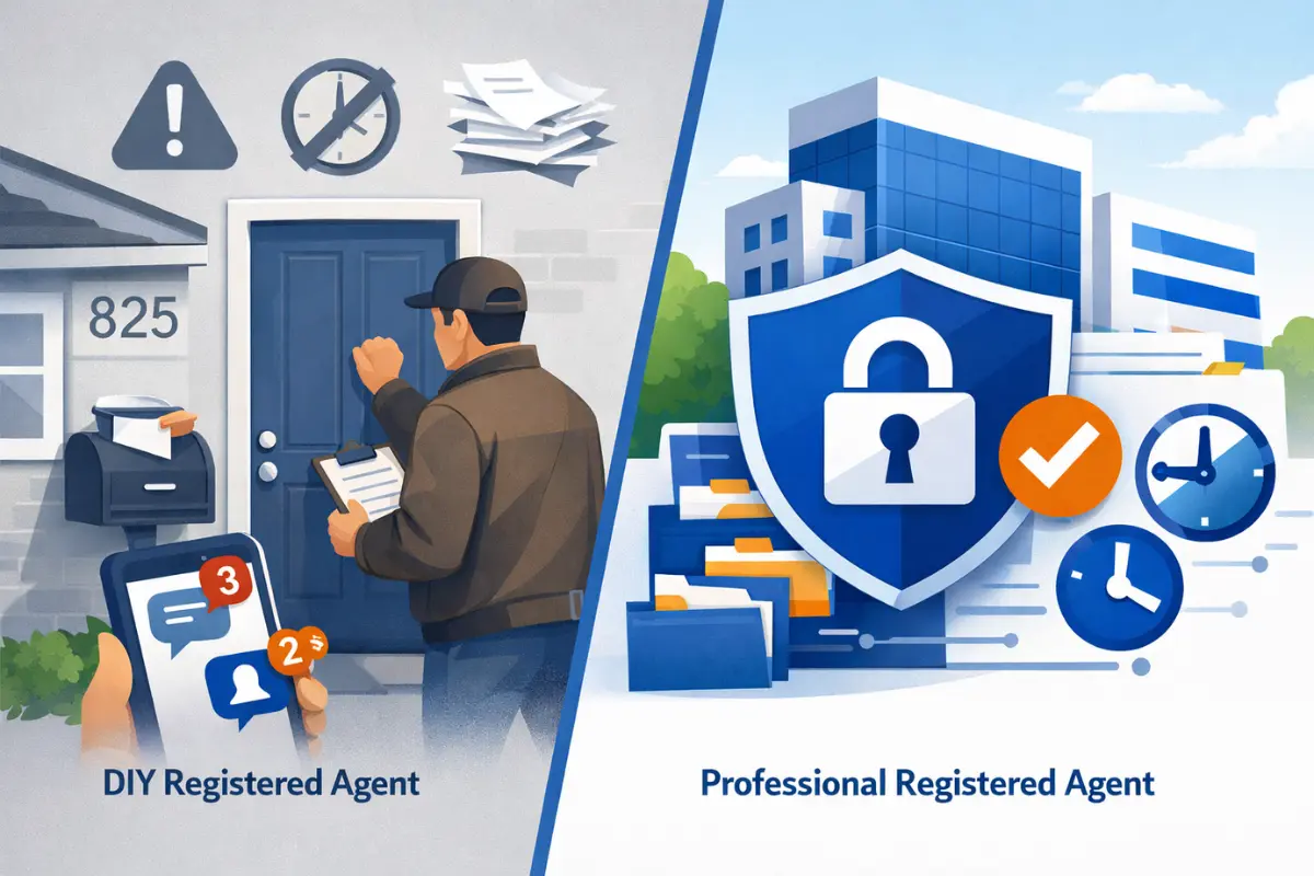 DIY vs professional registered agent comparison showing what does a registered agent do for an LLC with privacy and security benefits