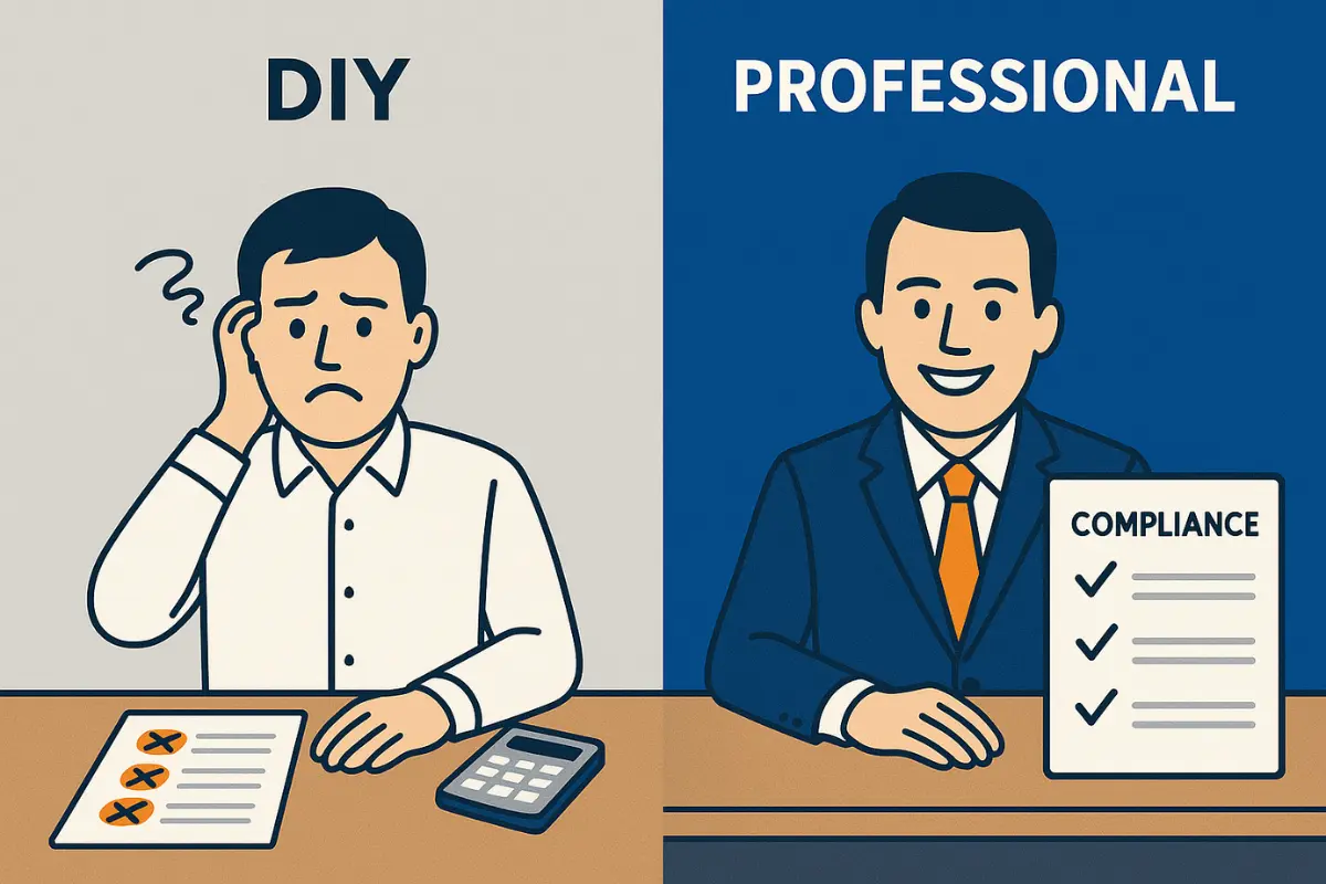 DIY LLC formation mistakes versus professional LLC filing service with compliance checklist and cost savings