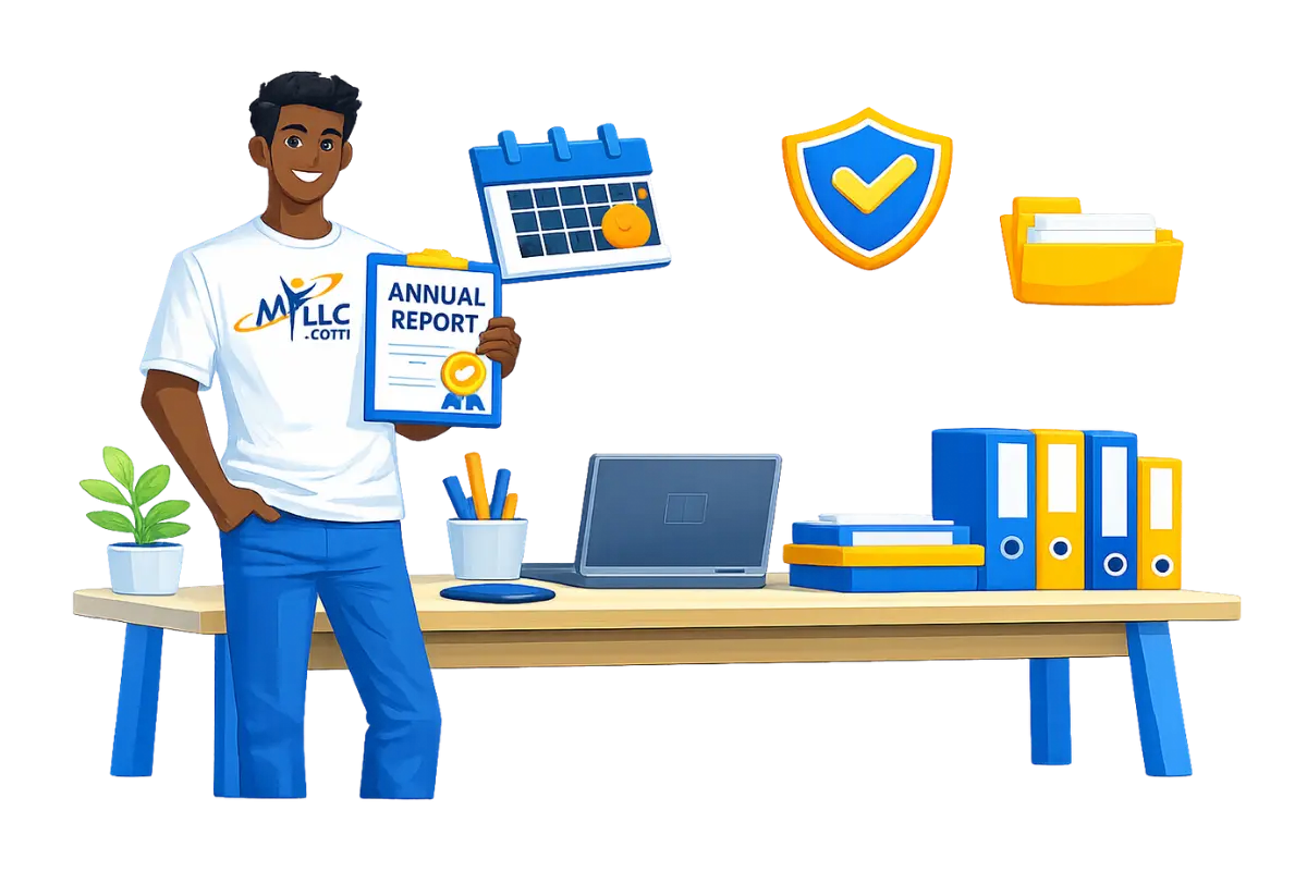 Managed annual report filing services showing business annual report with calendar deadline tracking and annual report compliance for LLC and corporation state filing.
